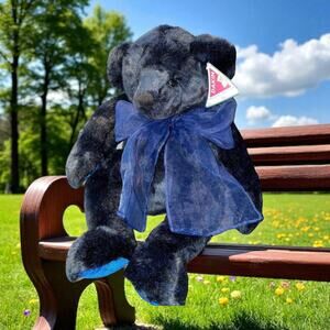 Dakin Applause 16" Teddy Bear Plush Blue Sapphire Ribbon Stuffed Animal Vintage